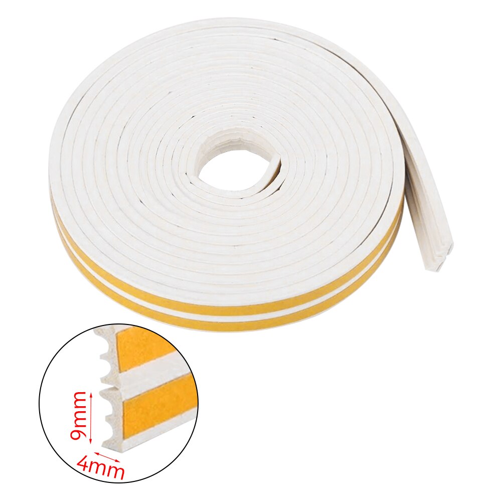 10 Meters Sound Insulation Strip Foam Sticky Self-adhesive Sealing Anti-Collision Rubber Seal Draught Excluder Tape Door Window: White E