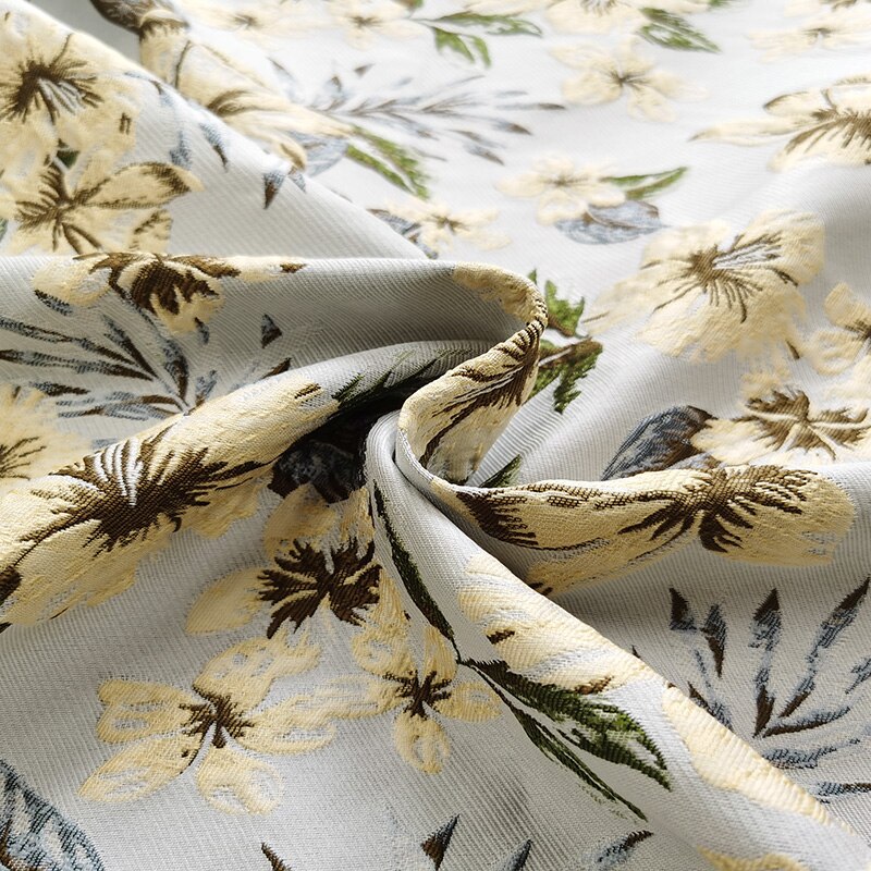 Fahion Embossed Brocade Jacquard Fabric for Sewing Women Clothing Coat Custom Tang Suit Hanfu Polyester Cloth Per Meter