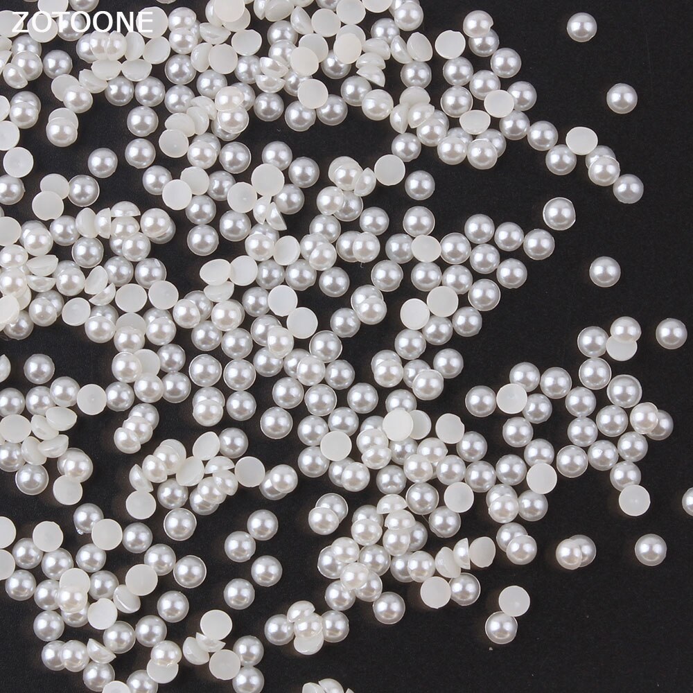 ZOTOONE 1000pcs Rijst Witte Parels Half Ronde Kralen voor DIY Craft Scrapbook Decoratie Platte Achterkant Steentjes op Kleding Applique: 6mm