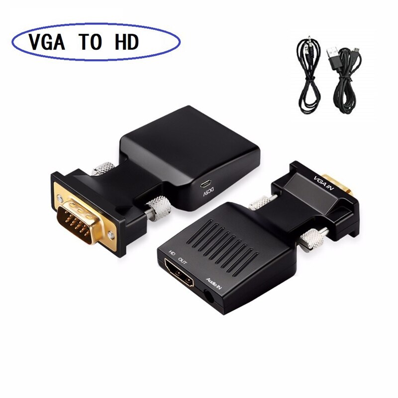 HDMI-Compatible Female To VGA Male Converter With Audio Cable+Power Cable Support 1080P Signal Output VGA HD Adapter