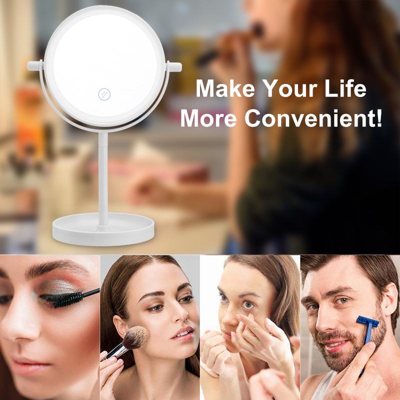 Portable 360 ° Rotatif Miroirs De Maquillage Vanité Lampe de Table D'écran Tactile de Miroir De Maquillage Beauté Remplir Lumière Visage Miroirs Avec LUMIÈRE LED