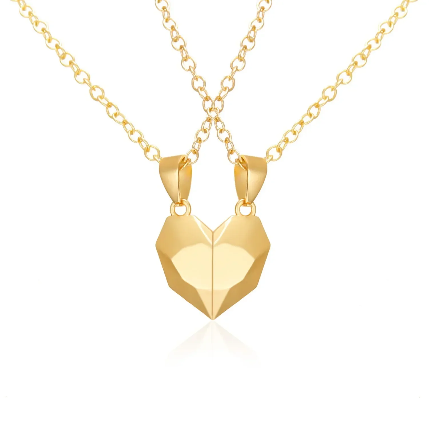 Amor imán pareja Color a juego collar Simple deseando piedra Heartbreak costura colgante hombres y mujeres joyería: Color dorado