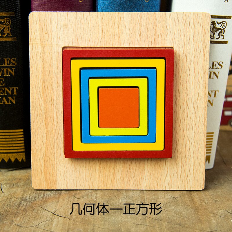 Forma Cognizione Bordo Bambini di Puzzle di Puzzle Giocattoli Di Legno Per Bambini Giocattolo Educativo Del Bambino Montessori Apprendimento Partita Giocattoli Dei Mattoni: Square