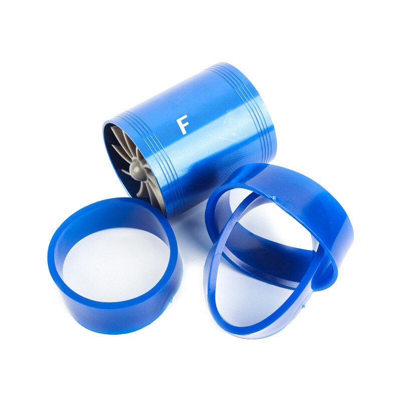 Car Turbocharger Modified Metal Auto Turbo Kit Double-sided Turbo Intake Turbo Car Engine Turbocharger: blue