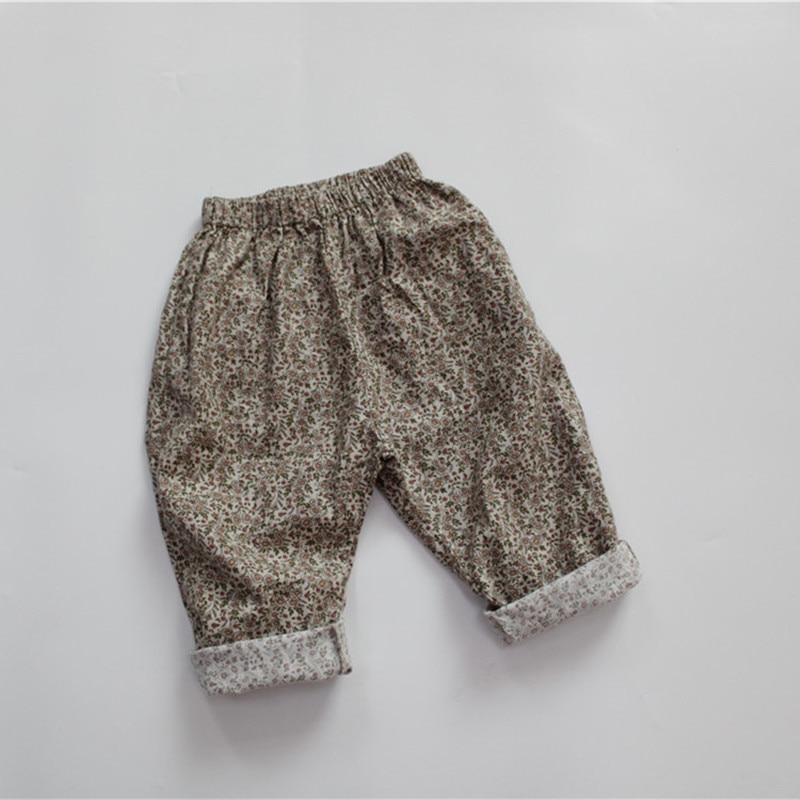 Nuovi pantaloni stampati floreali per bambini primavera estate pantaloni per bambini in lino di cotone stile coreano