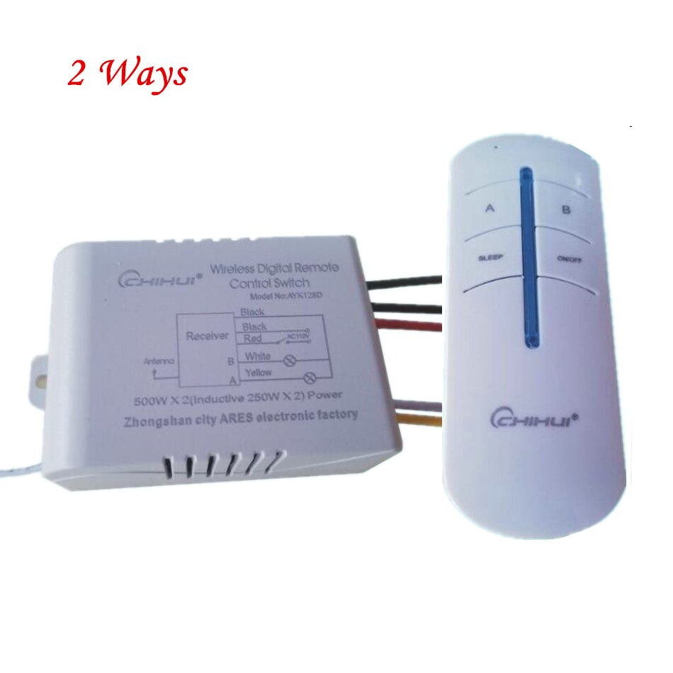 AC 110V Wireless Digital Remote Control Switch 1 2 3 Ways For Lamps Light Exhaust Fan Through-wall: 2 ways