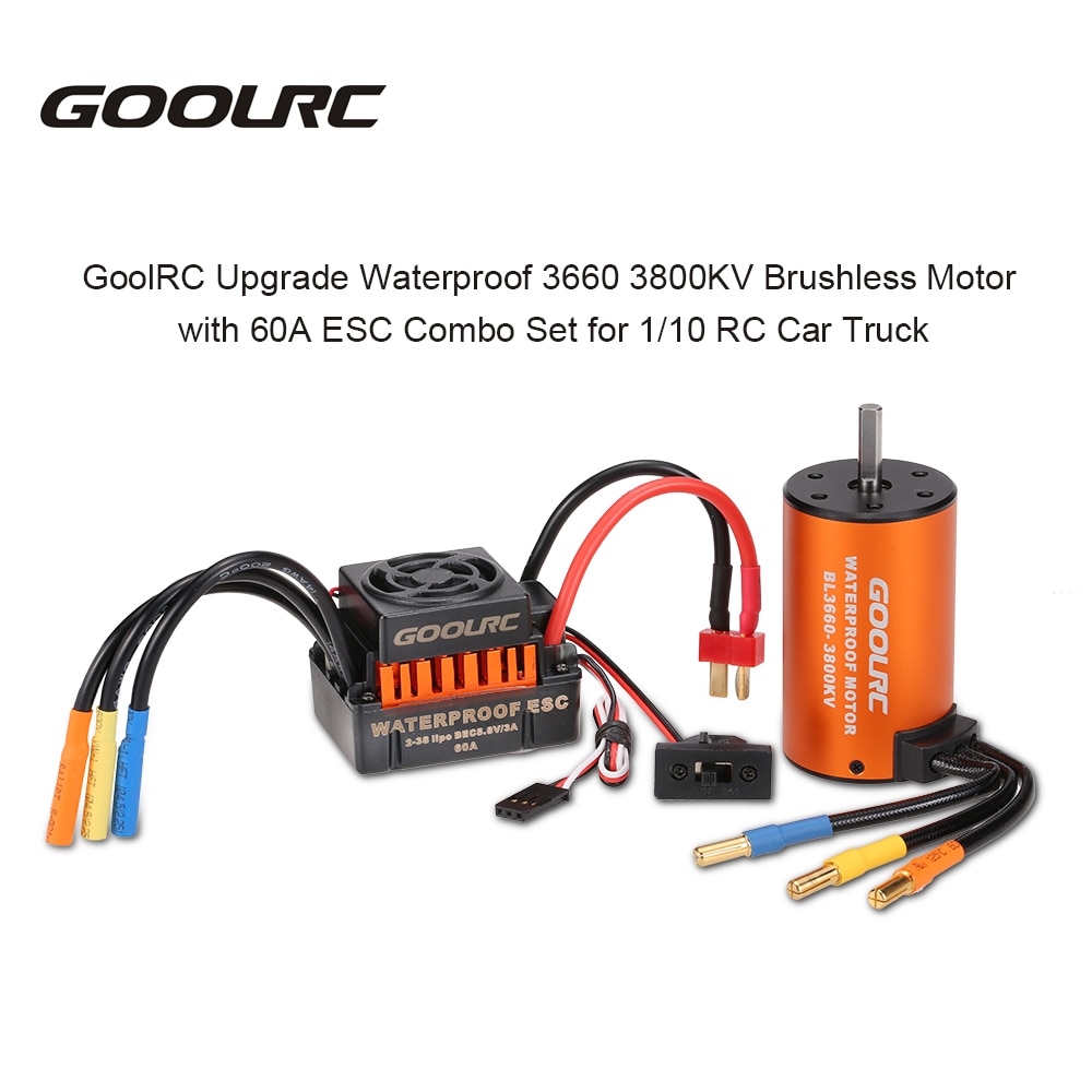 GoolRC Moteur 3650 3660 F540 3500KV 3100KV 3300KV 3800KV 3900KV 4300KV 4370KV Brushless Motor 45A 60A ESC for RC Car 1:10 Parts: 3800KV Motor 60A ESC