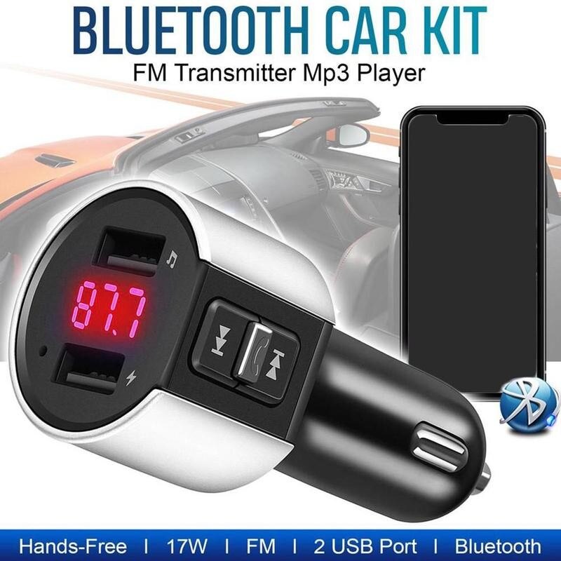 Bluetooth FM Transmitter Audio Aux Modulator Dual USB Bluetooth Car Charger Handsfree Kit Car MP3 Fast Radio Player Calling U9J7