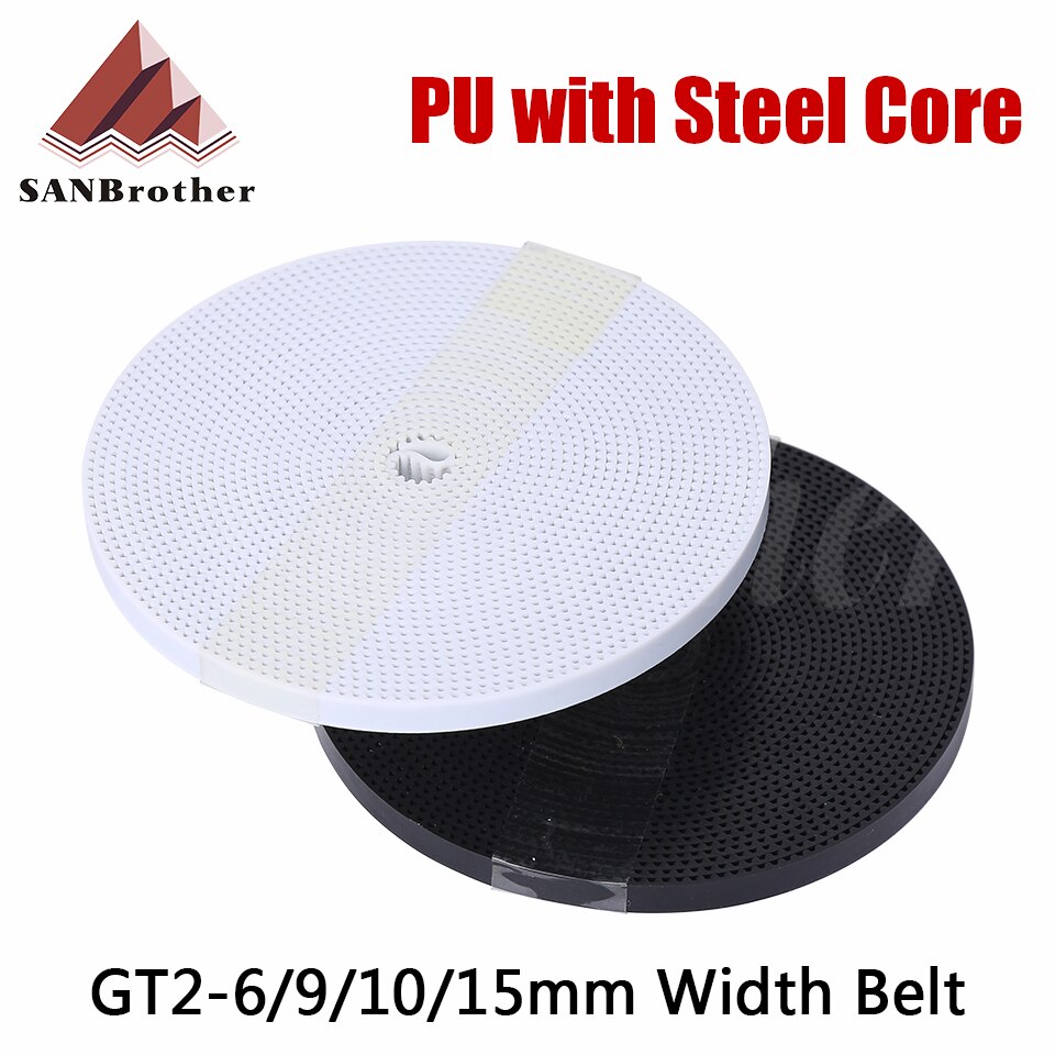 Cinghia dentata aperta GT2-6mm da 2/5 metri Larghezza 6mm 9mm 10mm Cintura GT2 PU con cinghia centrale in acciaio Cinghia dentata 2GT per parte stampante 3D Reprap