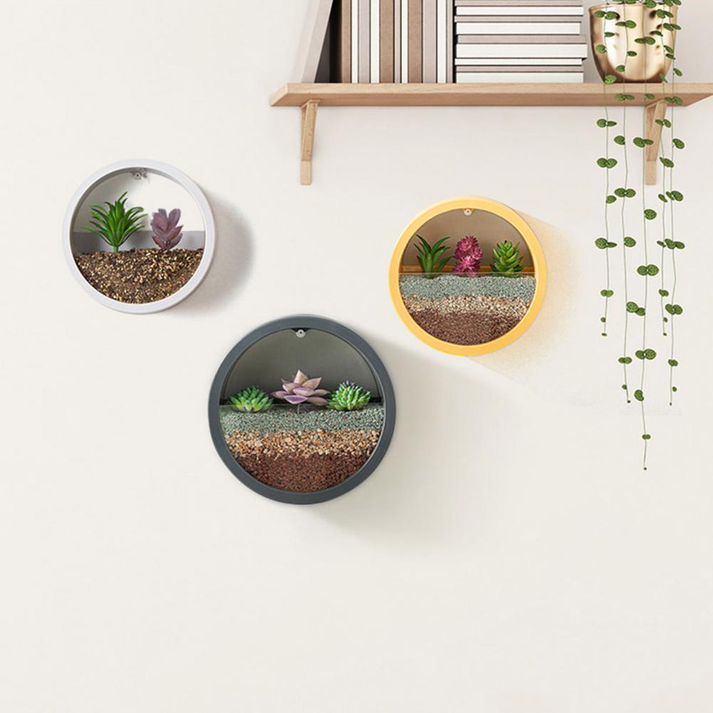 Vase mural rond en fer, pour la maison, salon, Restaurant, panier suspendu, Pot de fleur, décor mural, jardinières de plantes succulentes, Vases en verre d'art