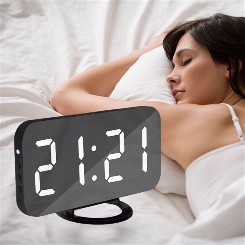 Nice Home Multifunctionele Led Spiegel Alarm Art Digitale Wandklok Poort Moderne Mirrored Elektronische Snooze Analoge Tafel Klok: 001