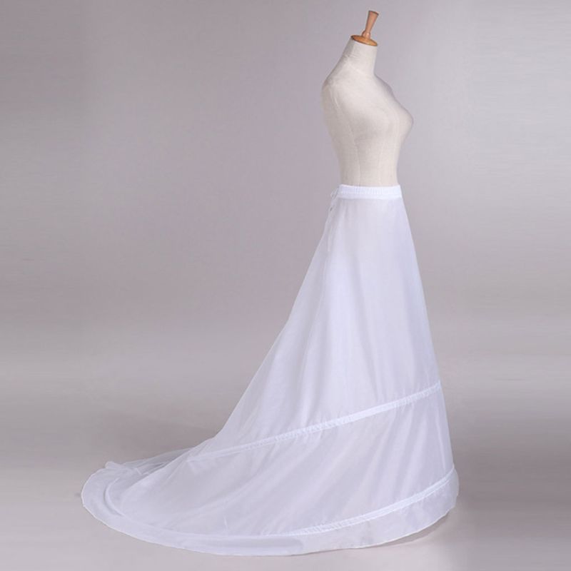 Jupon de traîne pour mariée, robe de mariée, sans fil, 2 cerceaux, taille élastique, cordon de serrage, jupes antidérapantes réglables en queue de poisson E15E