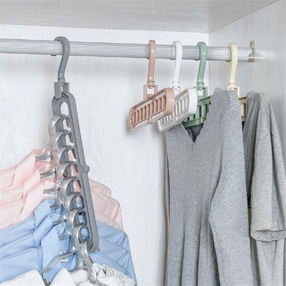 Clothes hangers 9-hole Multi-port Support Circle Magic Clothes Hanger Support baby Coat Hanger Multifunction Plastic Drying Rack