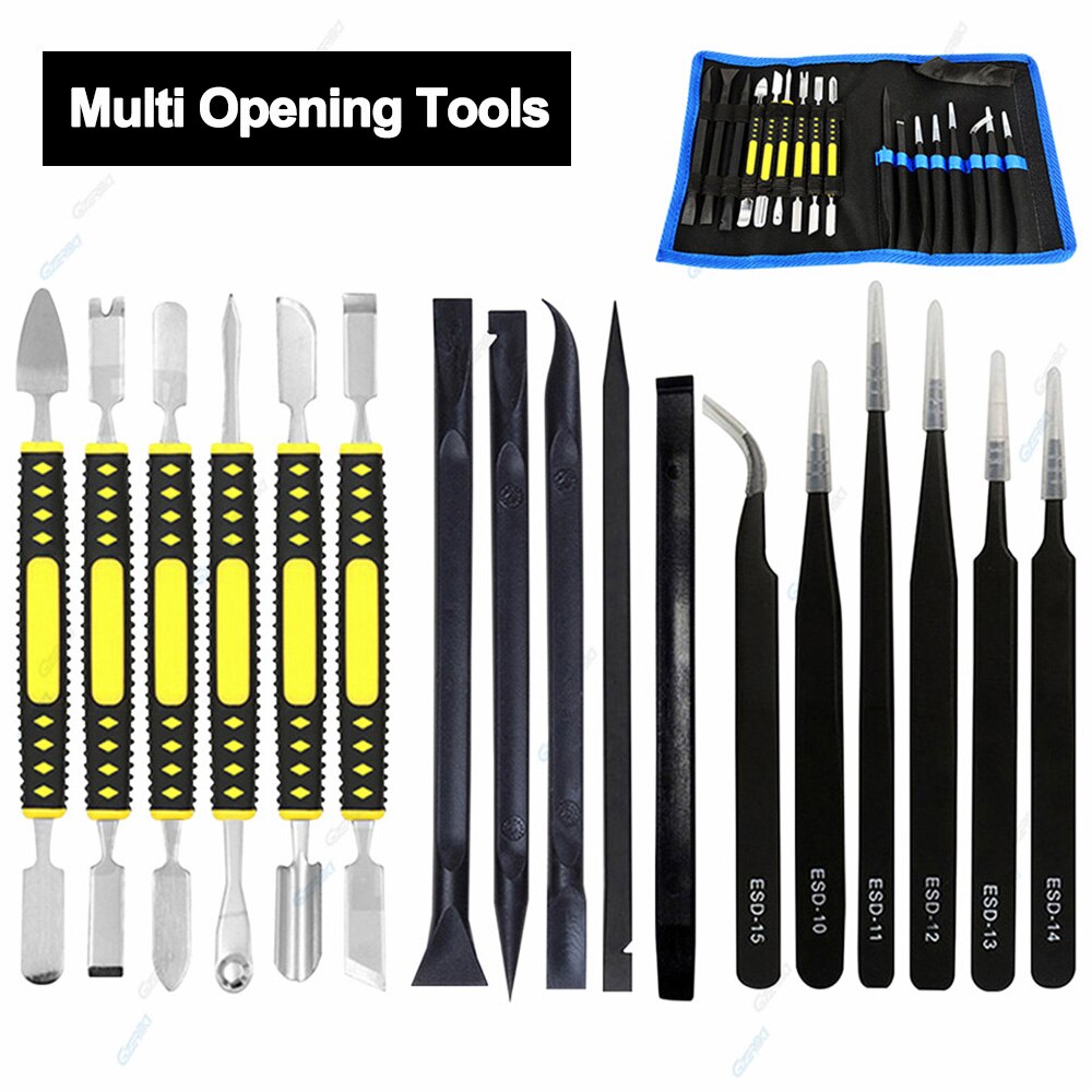Smartphone reparatieset met 34 in-in -1 precisieschroevendraaierset voor reparatie van iphone, samsung en xiaomi-telefoons: 17 in 1 spudger kit