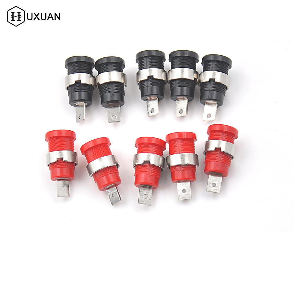 4/10Pcs/lot 4mm Panel Mount Binding Post Connector Banana Female Jack Socket Red And Black Color