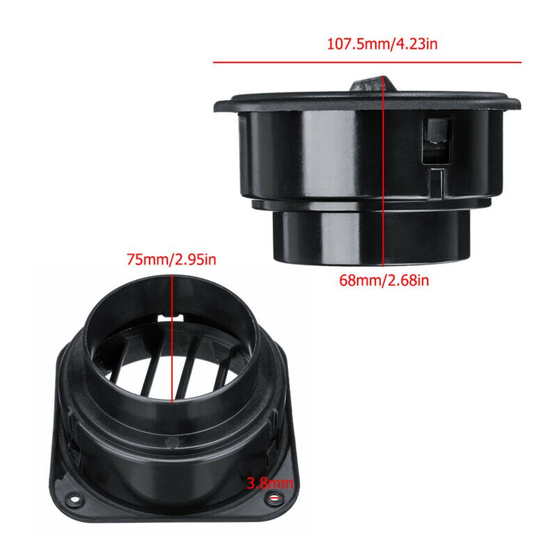 1 X Warm air outlet 75mm Diesel Heater Air Ducting Duct Outlet Black Accessories