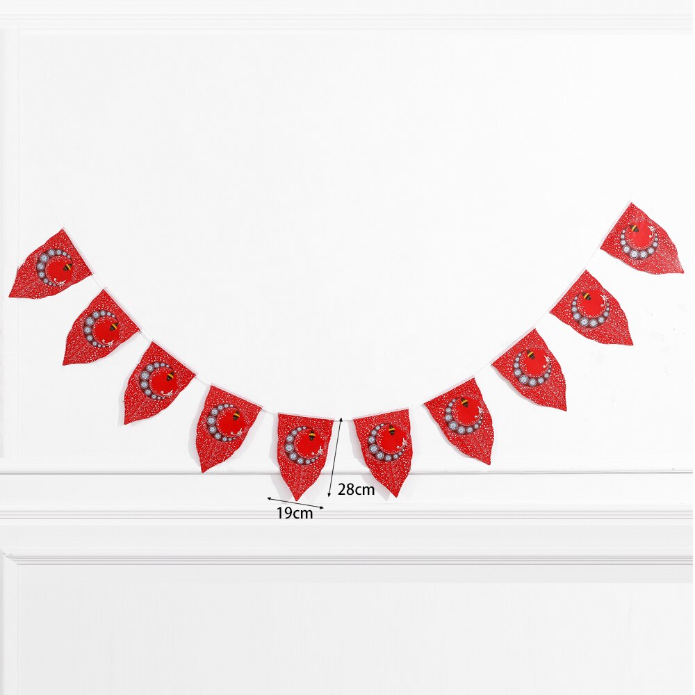 Eid Mubarak Paper Banner Wall Hanging Ramadan Kareem Paper Garland EID Flag Festival Bunting Islamic Muslim Mubarak Decoration