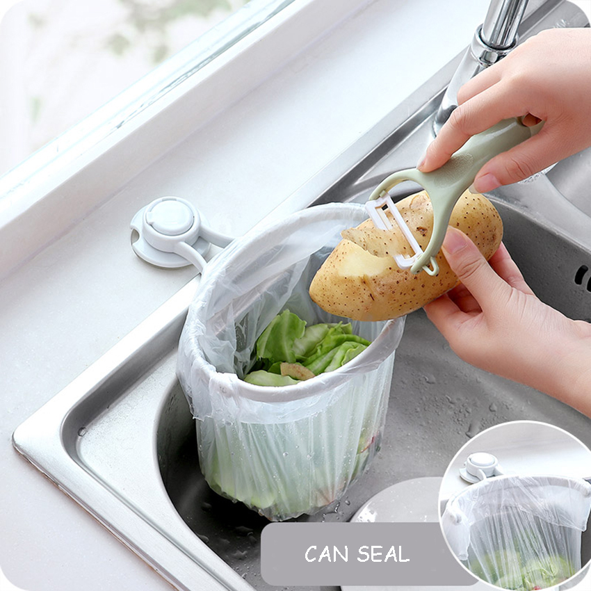 Kraftfuld pe sugekop vask skraldestativ køkken hængende skrald klip-on affald opbevaring hylde tætning skrald
