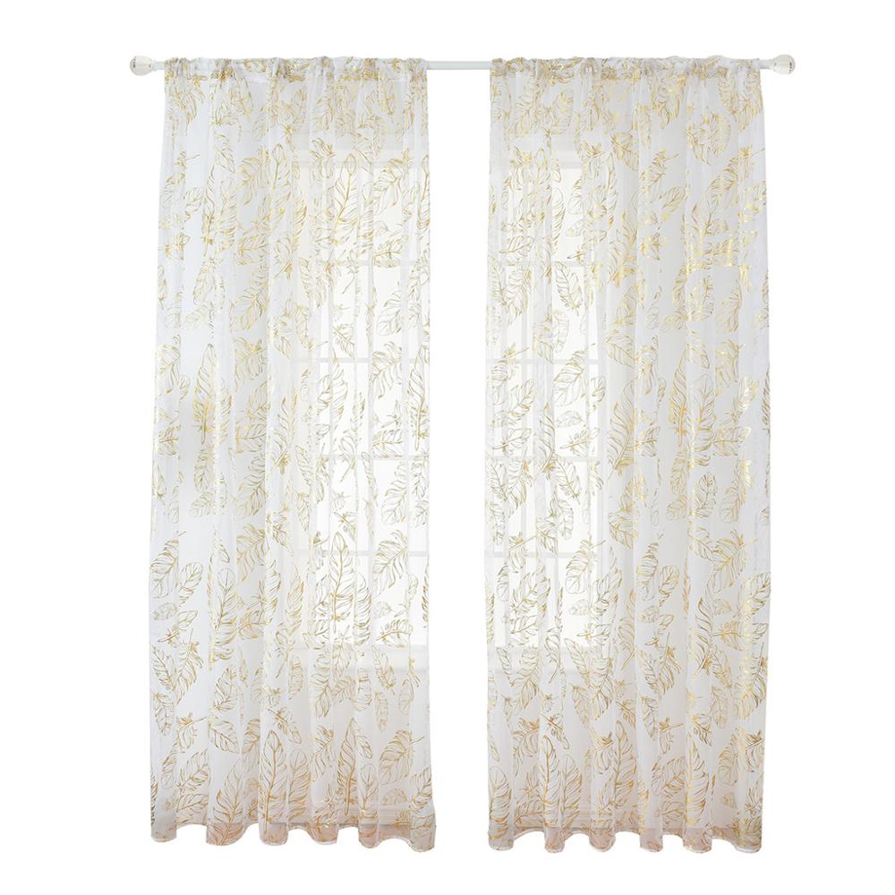 Window Sheer Curtains for Bedroom Living Room Solid Net Drapes 2 Panels: GD