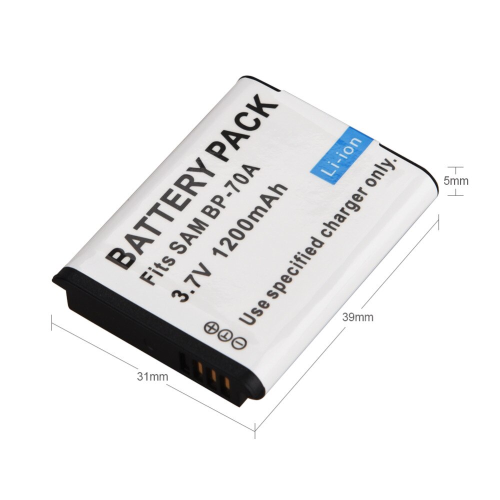 1pc 1200mAh BP-70A BP 70A BP70A Rechargeable Camera Battery For Samsung ES65 ES70 TL105 TL110 PL100 Camera SLB-70A Battery