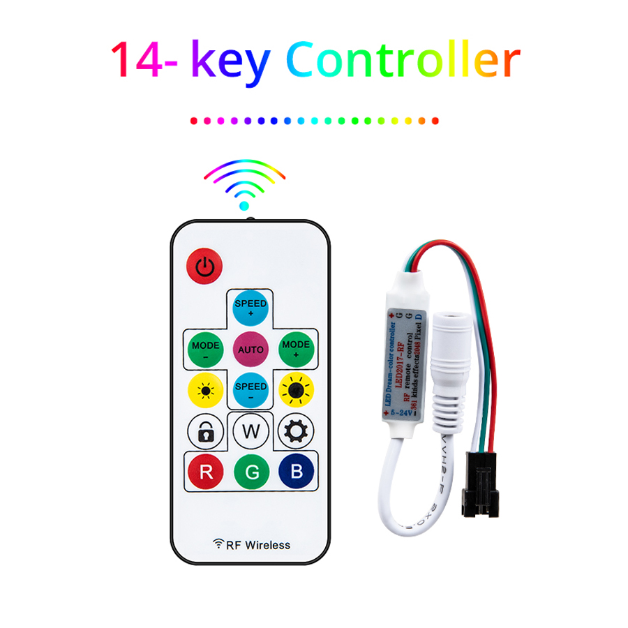 Rf Afstandsbediening 14-Key 17-Key 21-Key Mini 3-Key Draadloze Afstandsbediening Rgb Controller usb Dc 5 V-24 V Voor Led Strip WS2812 WS2811 1903