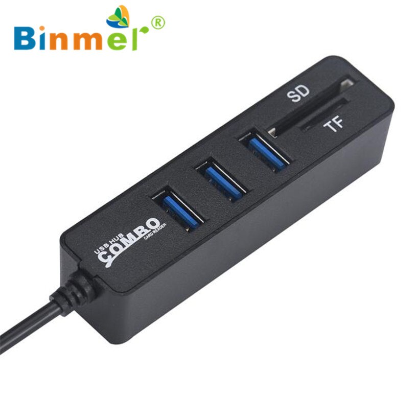 Binmer 2 in1 Combo Super vitesse USB 2.0 3 ports séparateur HUB + lecteur de carte USB Sep 15
