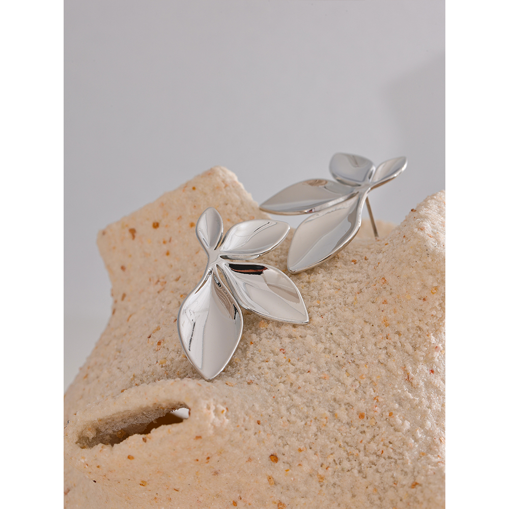 Yhpup Edelstahl Blätter Blume Ohrstecker Helle Anti Allergie Wasserdicht Charme Textur Hochwertiger Schmuck