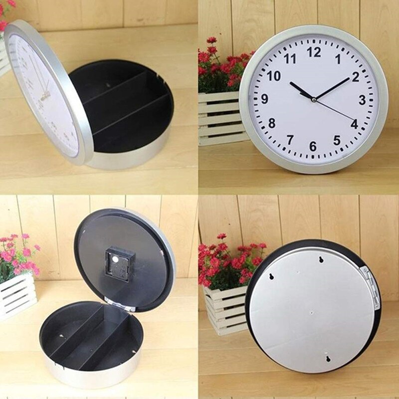 Boîte de sécurité ronde en forme d'horloge | Boîte de sécurité discrète, horloge murale, coffre-fort avec sac anti-odeur de alimentaire