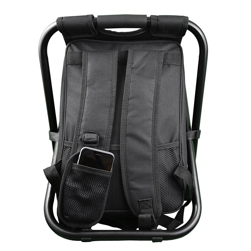 Silla de mochila portátil para acampar, taburete plegable con doble capa Oxford, bolsa de refrigeración de tela para pescar y acampar