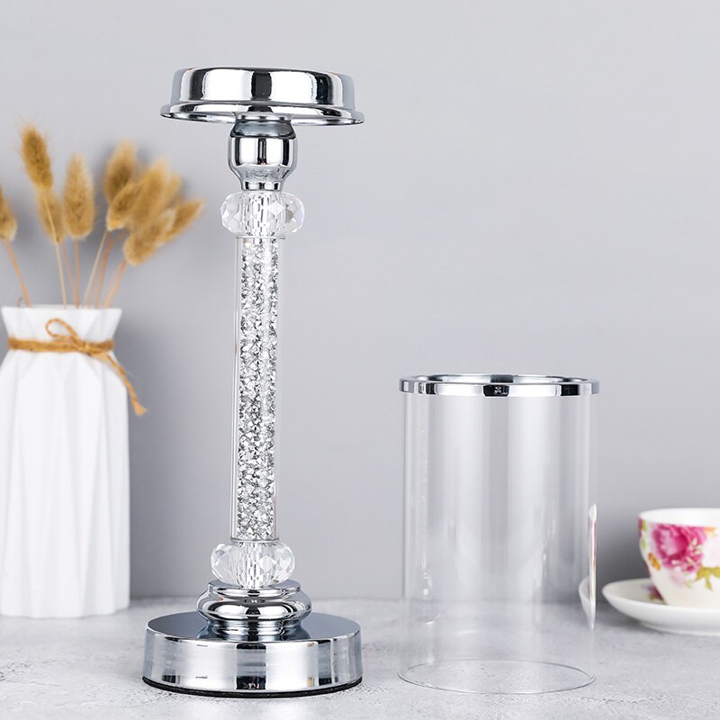 Europese stijl metalen kristallen diamant kandelaar kaarsenhouder salontafel bruiloft kerst halloween met deksel  ch137