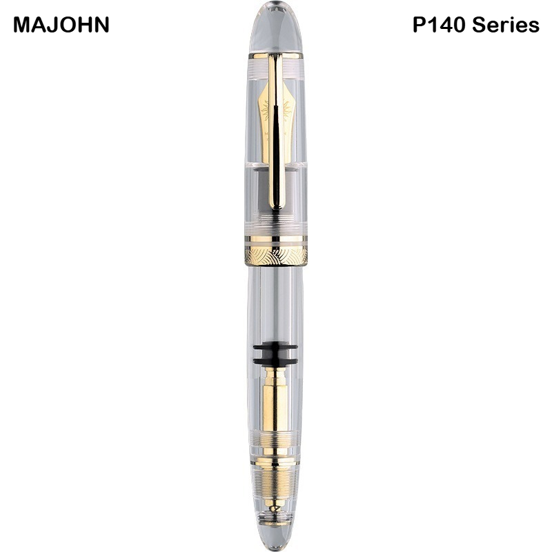 MAJOHN P140 Füllfederhalter aus Metall, Kupfer, Kolben, Sonnenfeder, transparenter leichter Harzkörper, PK 9019 x 159 Schreibwaren, Schulbedarf