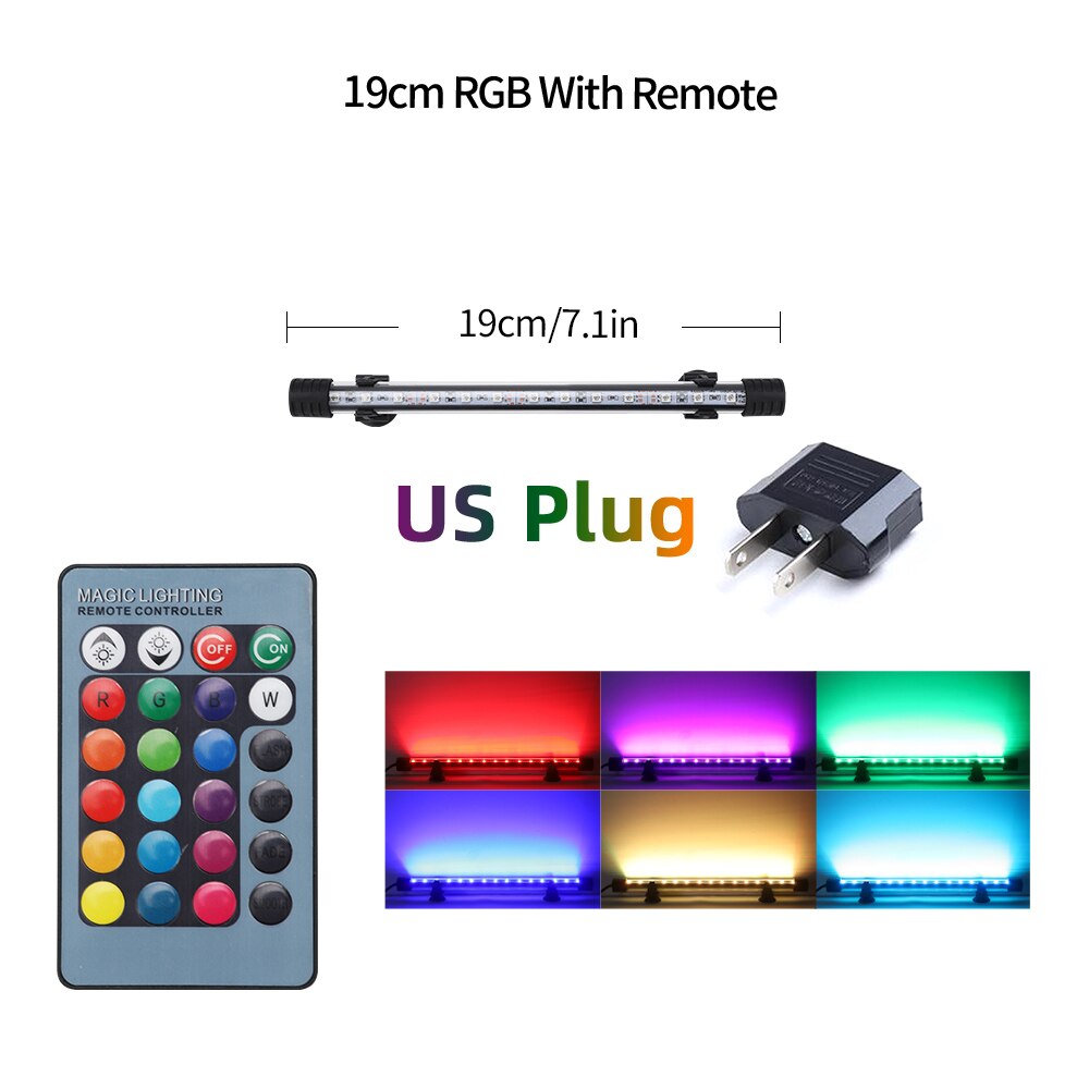 Aquarium LED Bar Light Waterproof Fish Tank Light 18-57CM Underwater Aquario Lamp Aquariums Decor Lighting 90V-220V EU/US/UK/AU: 19CM-US