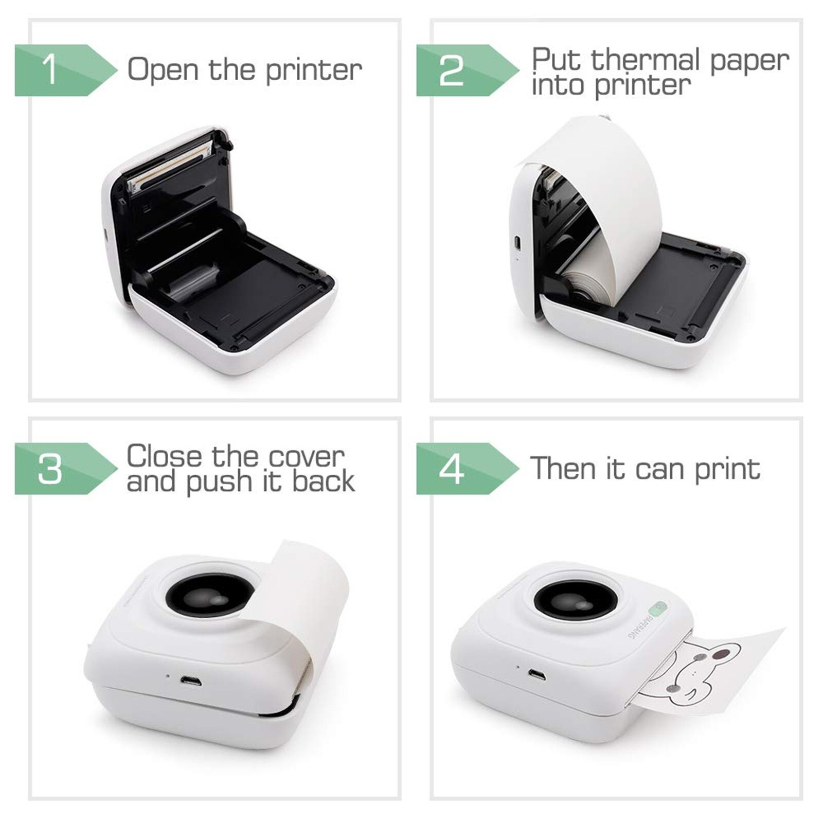 Mini Portable Thermal Printer Photo Pocket Photo Printer Thermal Bluetooth Printer 58mm Mini Wireless POS Image Photo For Phone