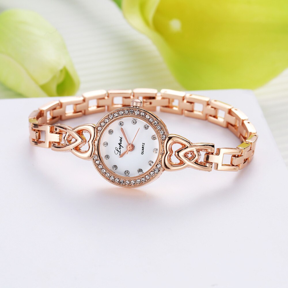 Luxe Dames Horloge Rvs Rhinestone Quartz Horloge vrouwen armband horloge Jurk #5/22