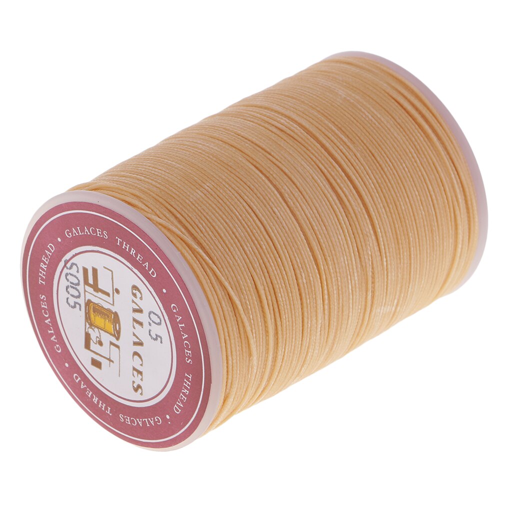 Cordón de hilo encerado de poliéster para costura de cuero, suministros de artesanía de joyería, 130 m/rollo, 0,5mm: Beige