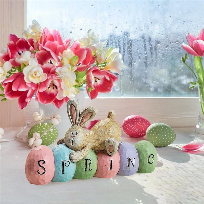 Style Easter Spring Bunny Decoration Tabletop Cute Craft Easter Bunny Figures Farmhouse Festival Decor Accessories