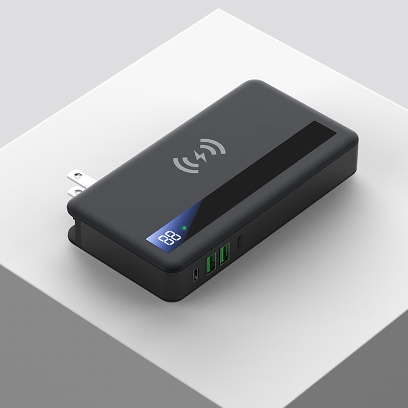 4 in 1 20000mAh Power Bank Wireless Charging Powerbank Built in Cable Portable Charger for Samsung iPhone 12 Poverbank with Plug