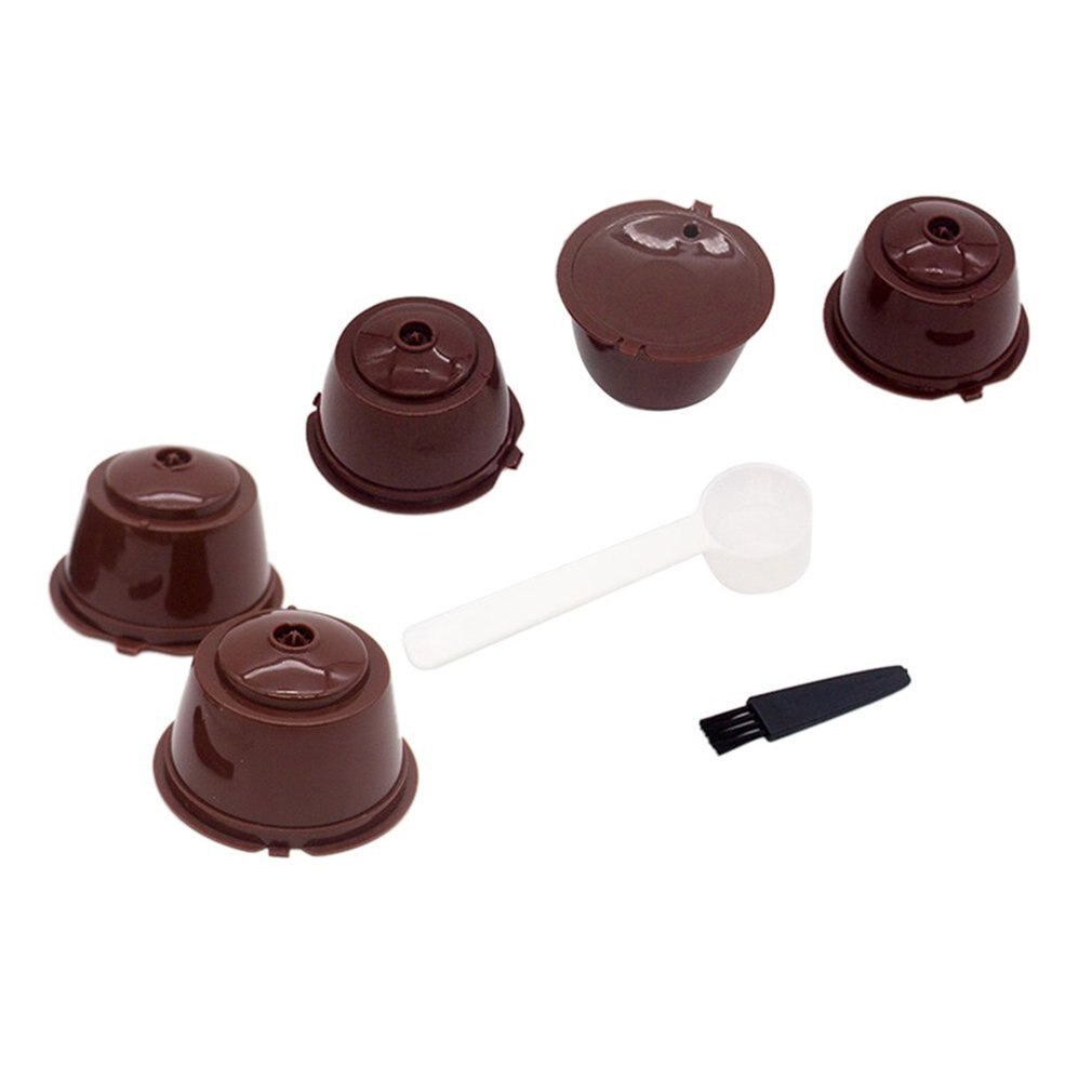 Herbruikbare Voor Dolce Gusto Koffie Capsule Cup Filter Koffie Filter Koffie Capsules Herbruikbare Koffie Cup Mand: 5 pcs brown