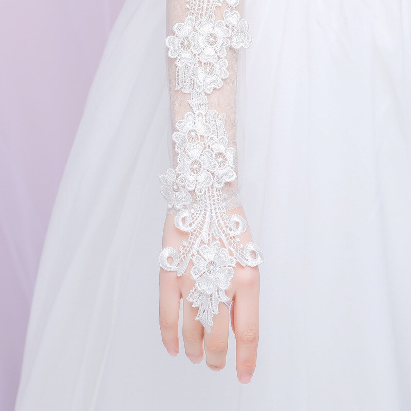 Luxury Lace Hand Gloves for Wedding Bride Gloves Tulle Bridal Dress Long Fingerless Accessories Prom Party ST221