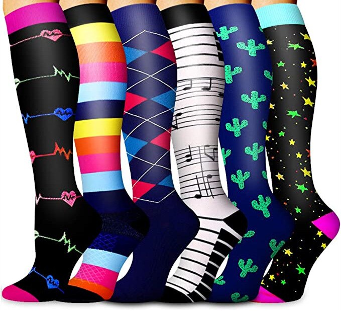 Compression Cycling Socks 3 Pairs/6 Pairs Per Set Pressure Socks Sports: 6 pairs d / L XL