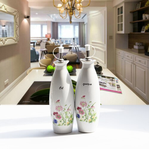 Juego de botellas de aceite en aerosol para cocina, contenedor de botella de aceite de cerámica grande sin goteo, utensilios de cocina OC50TL: 22CM F