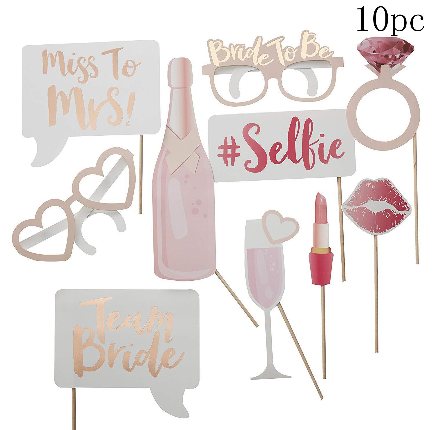 Rose Gold Wedding Photo Holding Props Bride To Be Camera Booth Prop Mr and Mrs Love Weeding Decor For Weddings Photo Props: Default Title