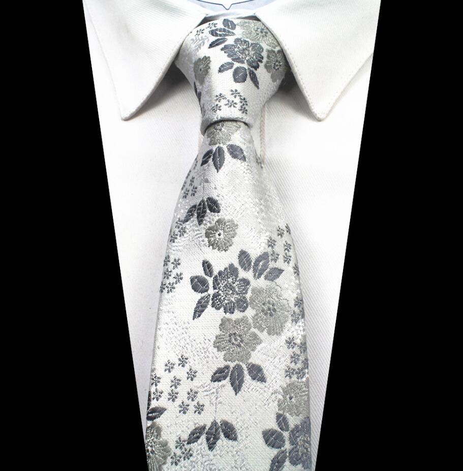 RBOCOTT – cravates florales en soie Jacquard pour hommes, 7cm, col tissé, couleur bleu rouge, accessoires de mariage d'affaires: 18