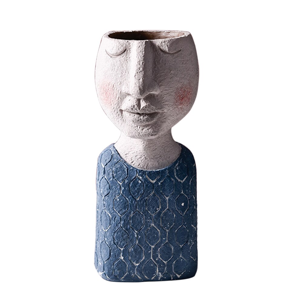 Creatieve Bloempot Hars Artistieke Portret Sculptuur Plant Pot Gedroogde Bloemenvaas Tuin Decoratie Voor Kids Pen Houder: style 8