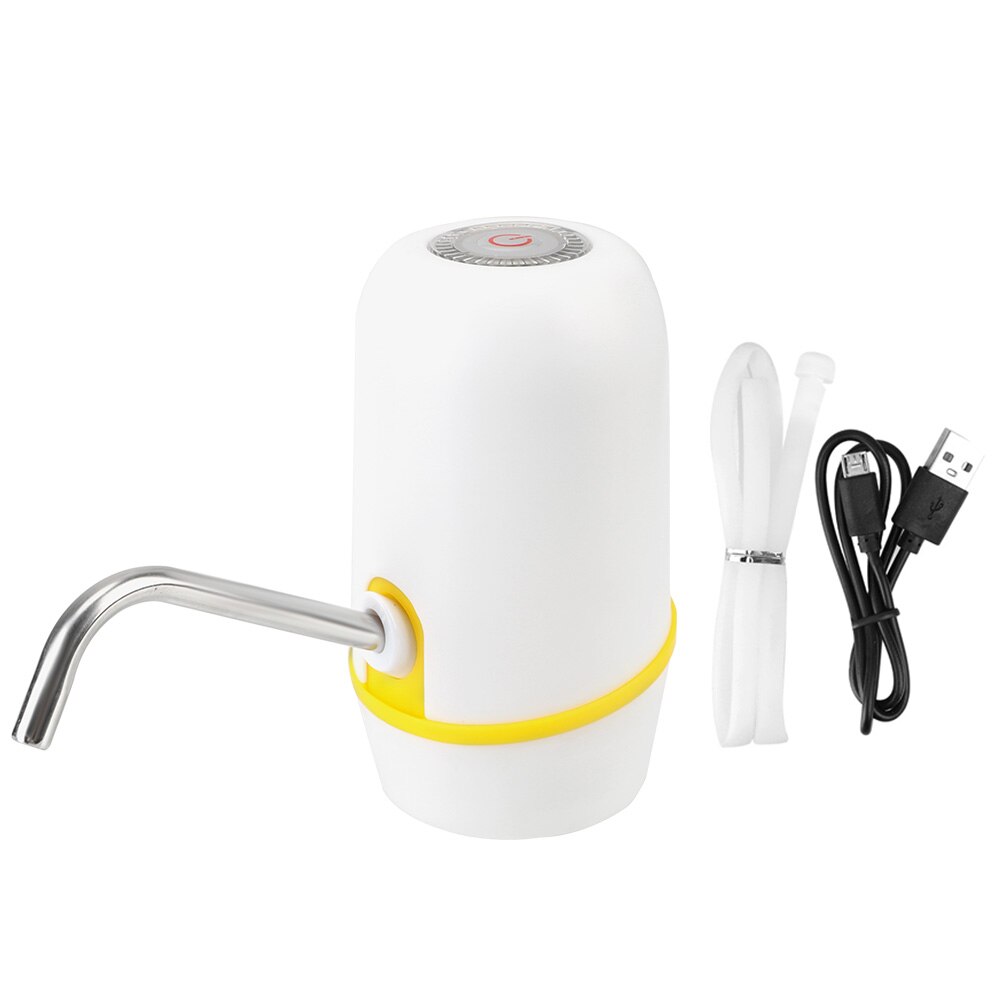 With Blue LED Light USB Rechargeable Automatic Water Dispenser Wireless Electric Water Pump Barreled Water Pumping Device: White Yellow