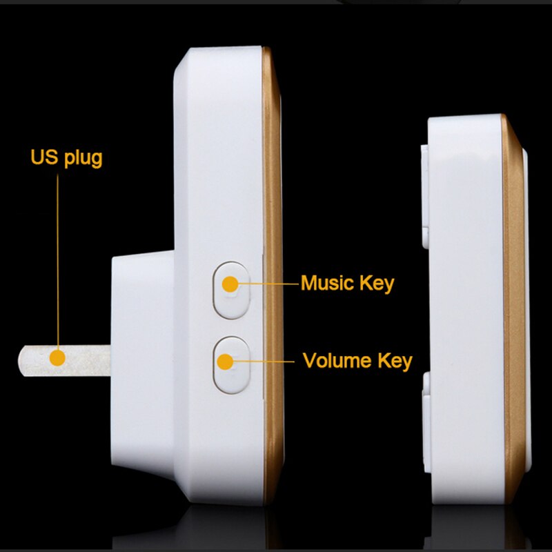 Wireless Doorbell Ac 110-220V Smart Digital Waterproof Push Button Doorbell 36 Melody 4 Volume Cordless Door Ring Us Plug