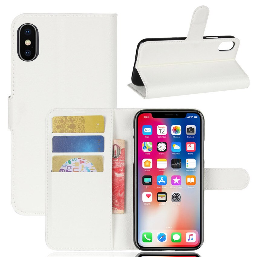 Funda de teléfono para Cubot X19 funda trasera de cuero PU funda de silicona para Cubot X19 cartera bolsa Coque Protector de pantalla para Cubot X19: White