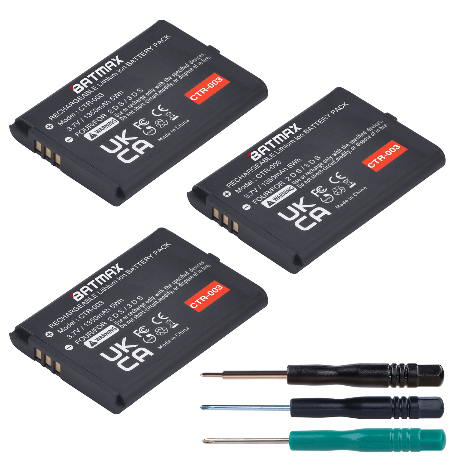 1350mAh CTR 003 CTR-003 Battery for Nintendo 3DS 2DS 2DS XL CTR-001, JAN-001, MIN-CTR-001Controllers: grey
