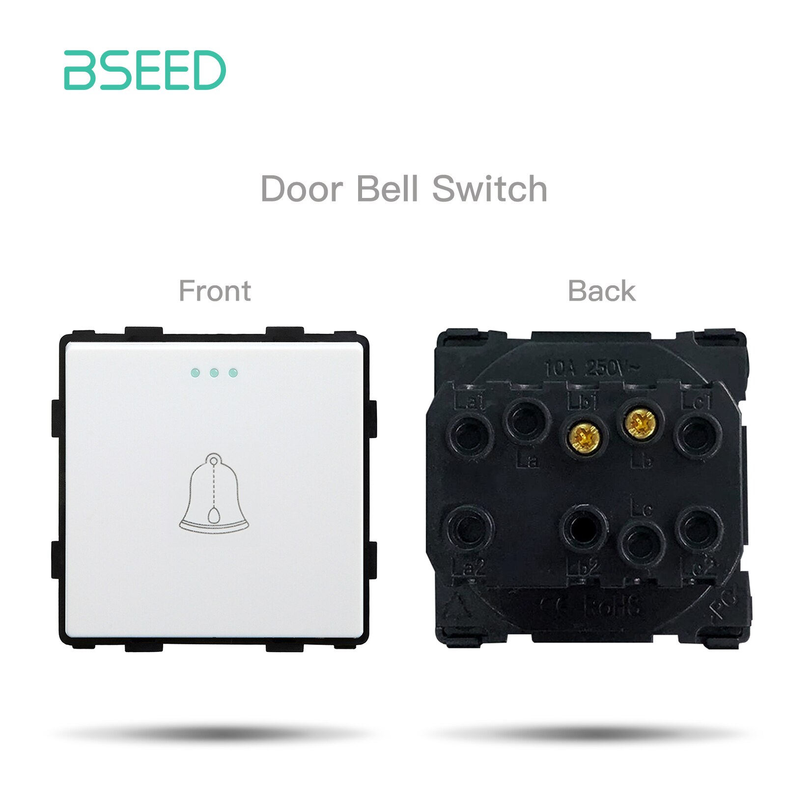 BSEED Wall Light Switches Parts White Glass Frames USB Sockets Function Module DIY EU CAT5 TV Sockets Power ST TEL Outlet Parts: Doorbell Part