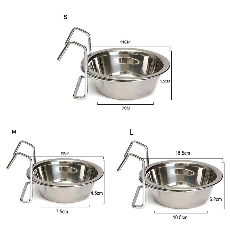 Stainless Steel Hang on Bowl For Pet Dog Cat Crate Cage Food Water Bowl Cage Hanging Pet Feeder Dog Eating Drinking Dish